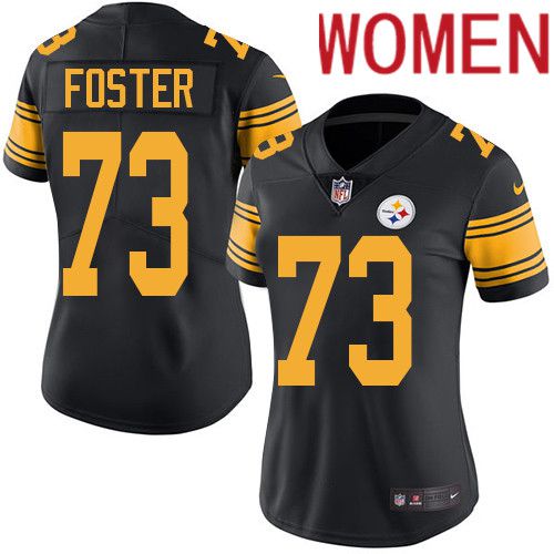 Women Pittsburgh Steelers #73 Ramon Foster Nike Black Vapor Limited Rush NFL Jersey->women nfl jersey->Women Jersey